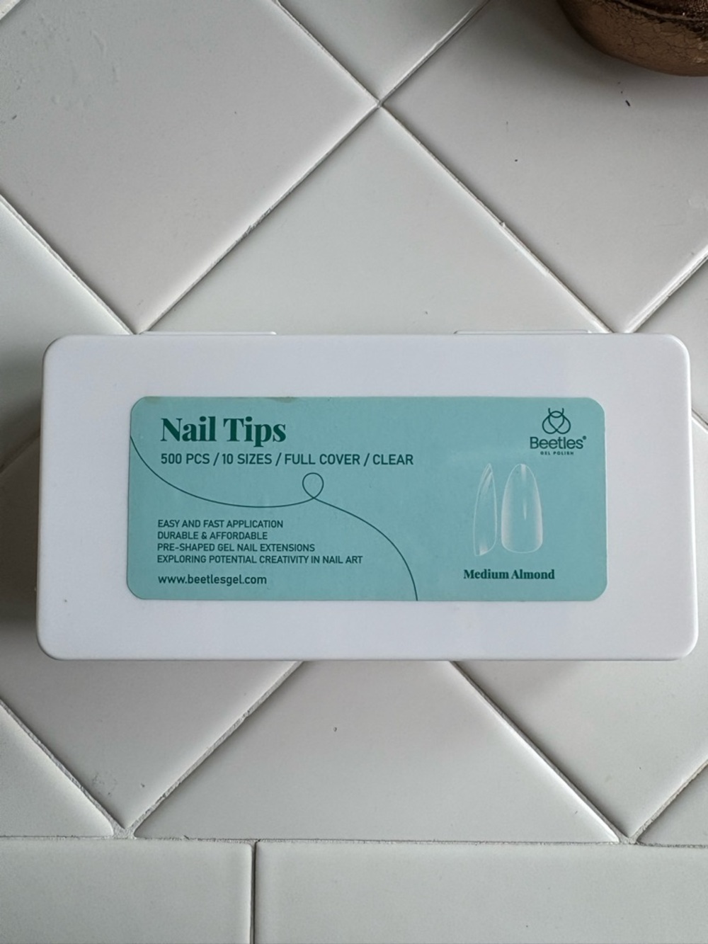 Beetles Clear Nail Tips - Medium Almond, 500ish